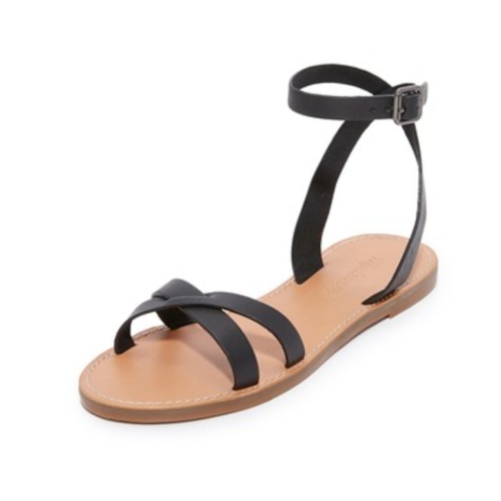 Women's Madewell Sandals Black Boardwalk Ankle Wra